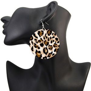Stunning leopard print wooden earrings